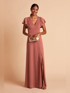 Birdy Grey Hannah Crepe Dress S Small Desert Rose Pink Rust Bridesmaid Maxi NWT⁠
